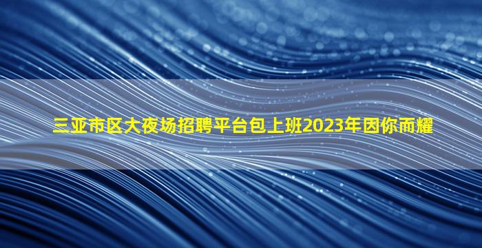 三亚市区大夜场招聘平台包上班2023年因你而耀